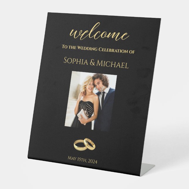Sign-up für Schwarz und Gold-Foto Sockelschild (Vorderseite)