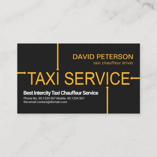 Signage für den Taxi-Service-Pfeil  Visitenkarte (Vorderseite)