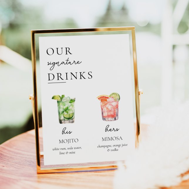 Signal de boisson signature minimale, affiche de b (Minimal Signature Drink Sign)