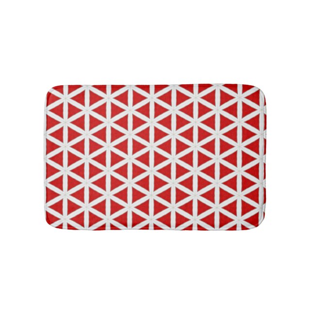 Signal Flux – Red & White Modern Design Badematte (Vorderseite)