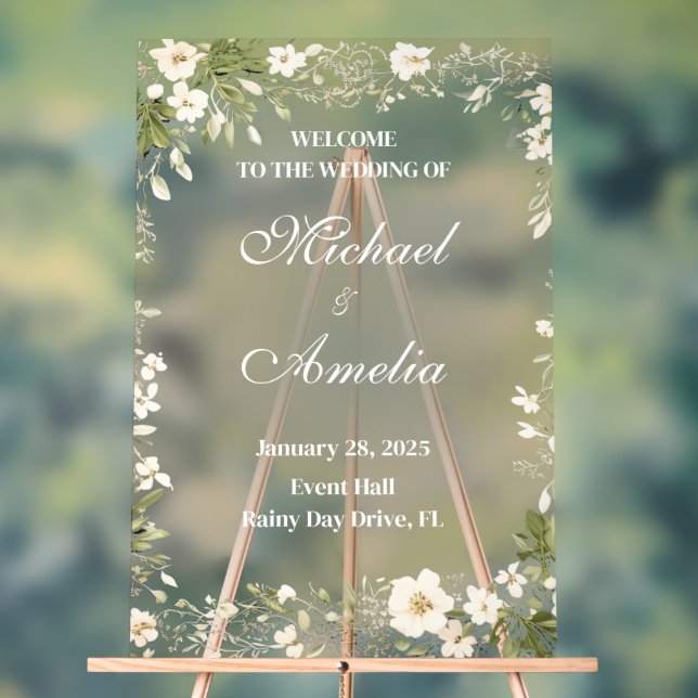 Signal Mariage de bienvenue boho blanc vert olive  (Neutre)