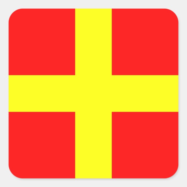 Signalbuchstabe R (Romeo) der Wasserzeichenschild Quadratischer Aufkleber (Vorderseite)