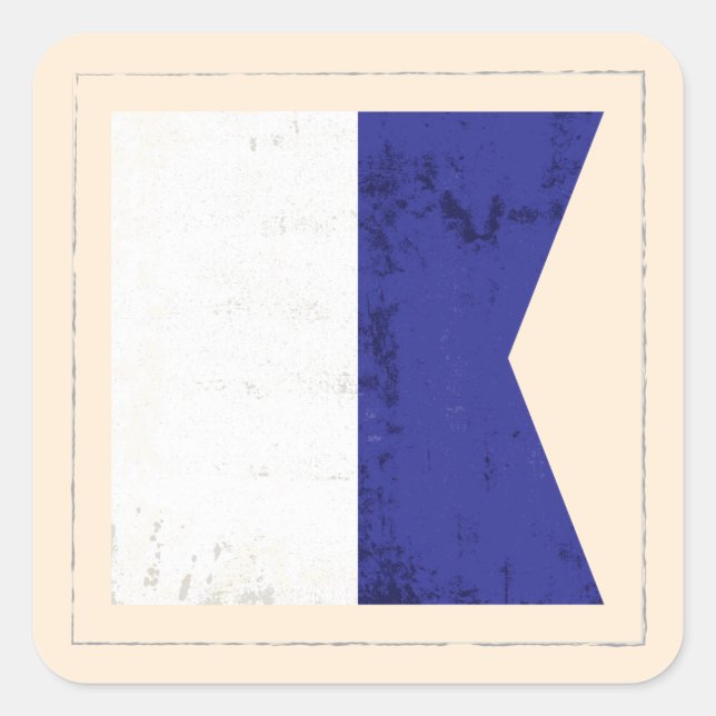 Signalflagge "A" für den optischen Buchstaben Quadratischer Aufkleber (Vorderseite)