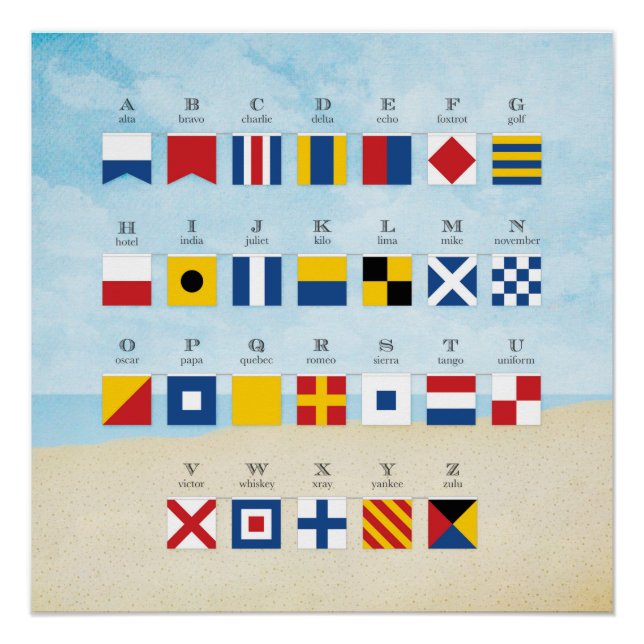 Signalflagge Alphabet und Strand Poster (Vorderseite)