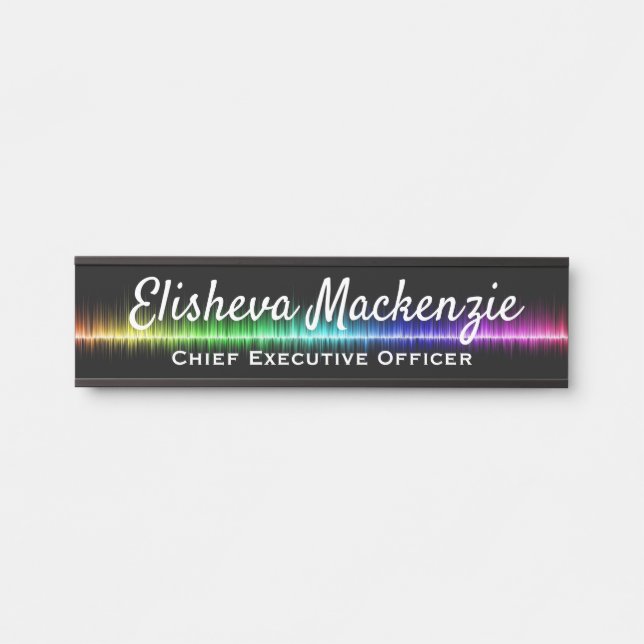 Signatur der Bürotür Rainbow Black Name Plate Türschild (Vorderseite )