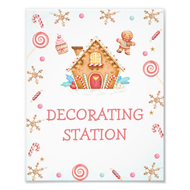 Signatur der Red Text Gingerbrot House Decoration  Fotodruck (Vorne)