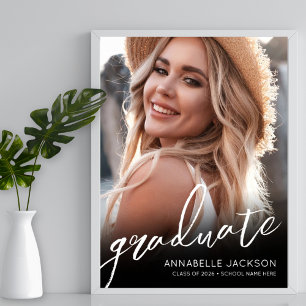 Signatur der Schwarz-weißen Simple Foto Graduation Poster
