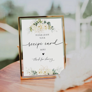 Signatur der White Roses Brautparty Rezept Card Sockelschild
