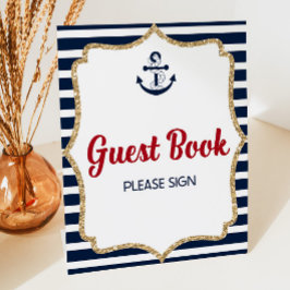 Signatur des nautischen Anchor Ahoy Guest Book Tab Sockelschild