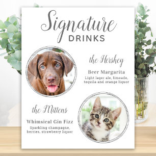 Signatur-Drinks Elegantes Silbernes Haustier-Hochz Poster