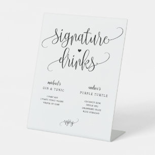 Signatur-Drinks Hochzeitsschild Rustikale Kalligra Sockelschild