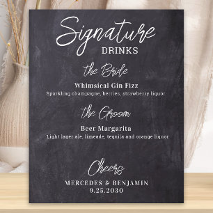 Signatur-Drinks Personalisierte Rustikale Hochzeit Poster