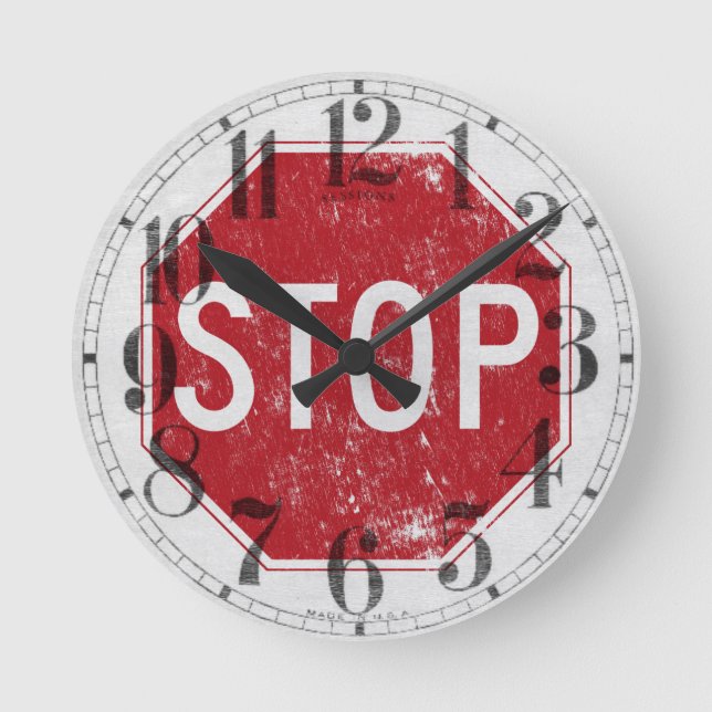 Signatur für gestörte Stopps Runde Wanduhr (Vorderseite)