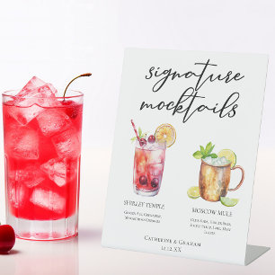 Signatur-Mocktails Sommergetränke Hochzeitsmenü Sockelschild