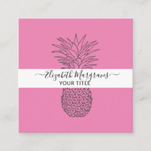 Signatur Moderne Ananas Hot Pink Quadratische Visitenkarte