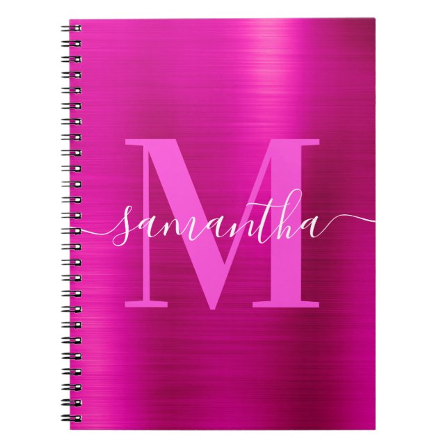 Signatur Monogram Hot Pink Shimmer Notizblock (Vorderseite)