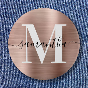 Signatur Monogramm Roségold Schimmerfolie Button