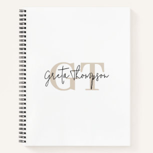 Signatur Name Beige Monogramm Notizbuch