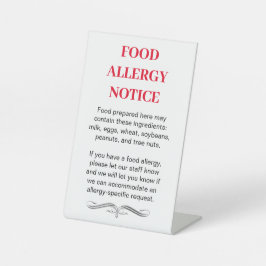 Signatur - NOTICE-Liste für LEBENSMITTELALLERGIE Sockelschild