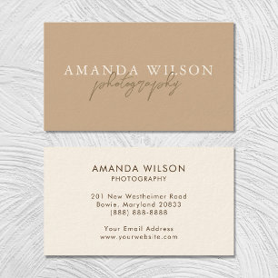 Signatur Schrift Handgeschrieben Boho Beige Braun Visitenkarte