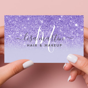 Signatur Schrift lila Glitter modern feminin Visitenkarte