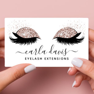 Signatur Schrift Rose Gold Glitter Wimpern Visitenkarte