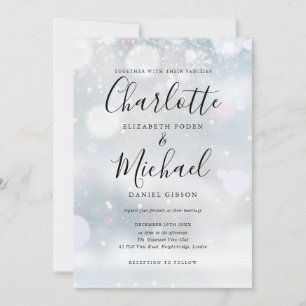 Signatur-Schrift-Schneeflocken Winterhochzeit Einladung