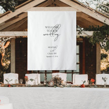 Signatur-Schriftzug Willkommen Hochzeit Stoffschil
