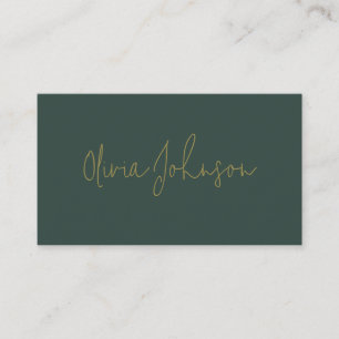 Signatur-Skript Moderne Gold Green Business Card Visitenkarte