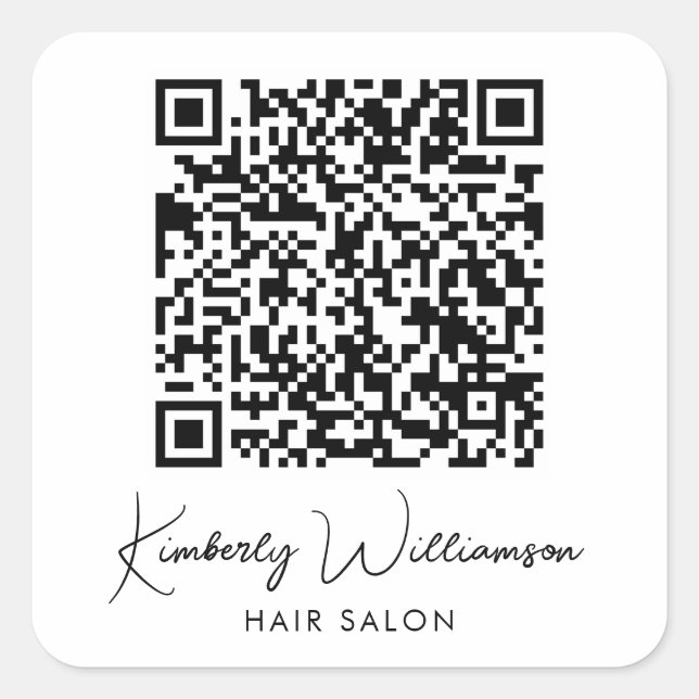 Signatur von Firmennamen Script QR Code Quadratischer Aufkleber (Vorderseite)