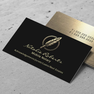 Signatur von öffentlichen Notar-Agenten mit Gold Q Visitenkarte