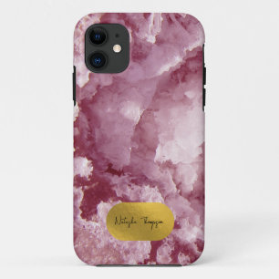 Signatur von rosa Goldfussmeerkristallen Case-Mate iPhone Hülle