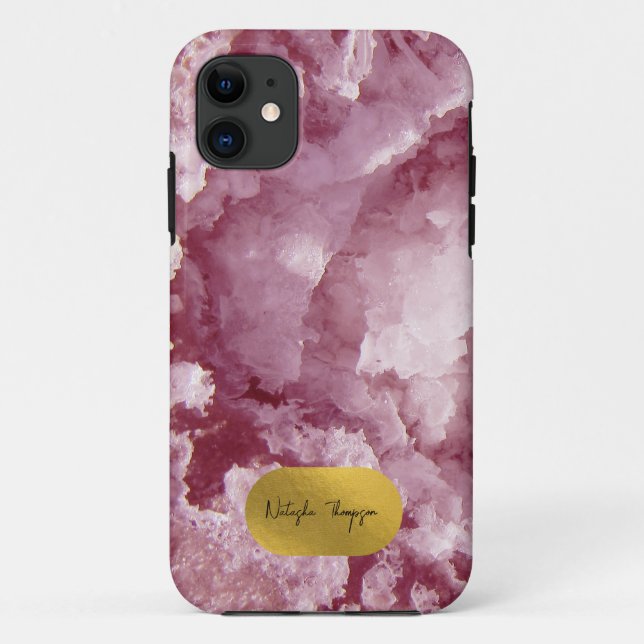 Signatur von rosa Goldfussmeerkristallen Case-Mate iPhone Hülle (Rückseite)