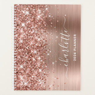 Signatur von Rose-Gold-Glitzer und Folienüberzug Planer