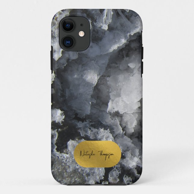 Signatur von Schwarzen-Gold-Fohlen-Kristallen Case-Mate iPhone Hülle (Rückseite)