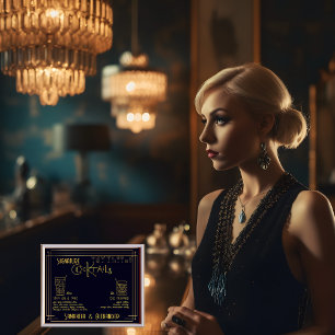 Signature Art déco Cocktails Mariage Panneau de si