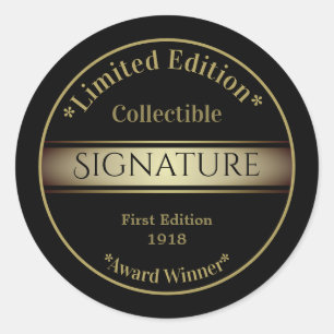 Signature Black and Gold Collectible Custom Runder Aufkleber