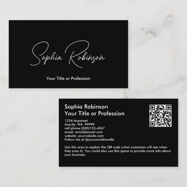 Signature Black QR Visitenkarte (Vorne/Hinten)