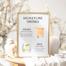 Signature Boissons Mariage Cocktail Menu Poster
