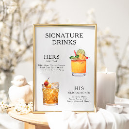 Signature Boissons Mariage Cocktail Menu Poster