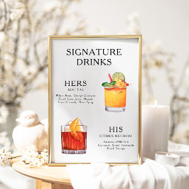 Signature Boissons Mariage Cocktail Menu Poster