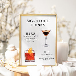 Signature Boissons Mariage Cocktail Menu Poster
