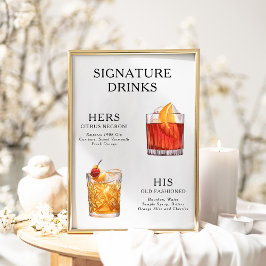 Signature Boissons Mariage Cocktail Menu Poster