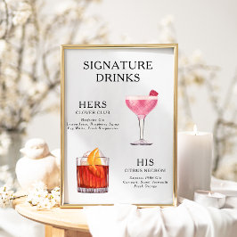 Signature Boissons Mariage Cocktail Menu Poster