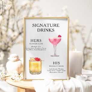 Signature Boissons Mariage Cocktail Menu Poster