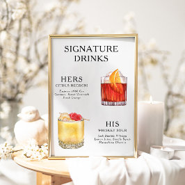 Signature Boissons Mariage Cocktail Menu Poster