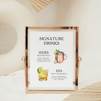 Signature Boissons Mariage Cocktail Menu Poster