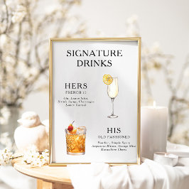 Signature Boissons Mariage Cocktail Menu Poster