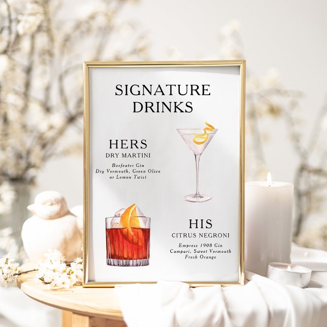 Signature Boissons Mariage Cocktail Menu Poster (Créateur téléchargé)