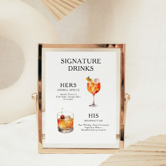 Signature Boissons Mariage Cocktail Menu Poster